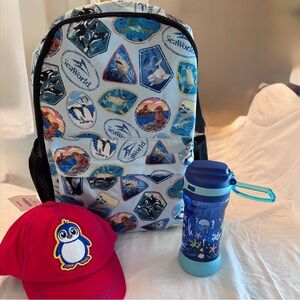 Seaworld Kids Backpack, Cap, and Bottle Set Brand New with Tags